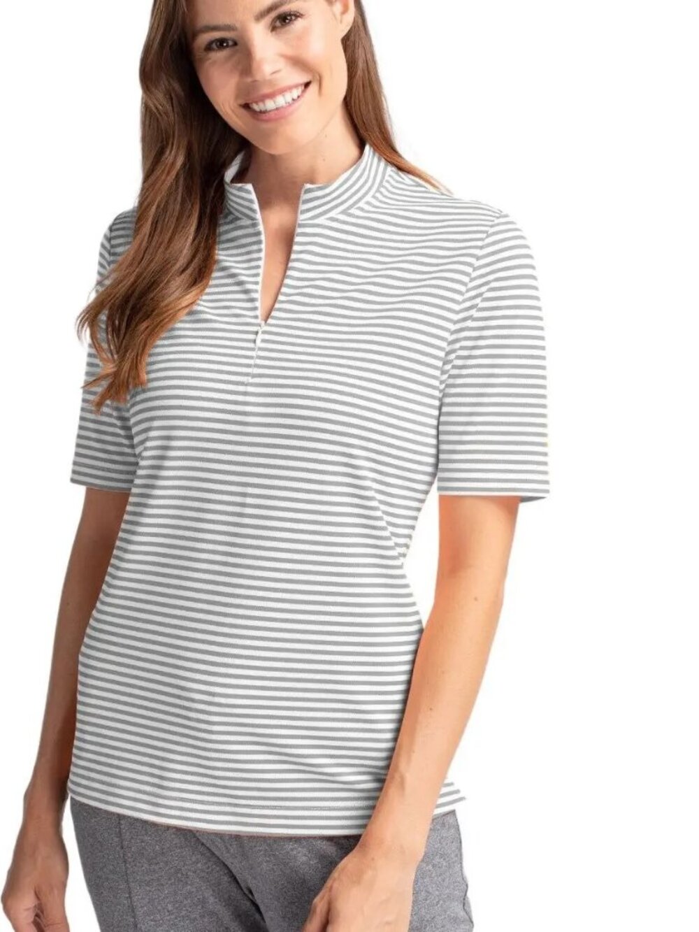 Cutter & Buck Virtue Eco Pique Stripe Recycled Women's Top Size  XL, L, XS (New)